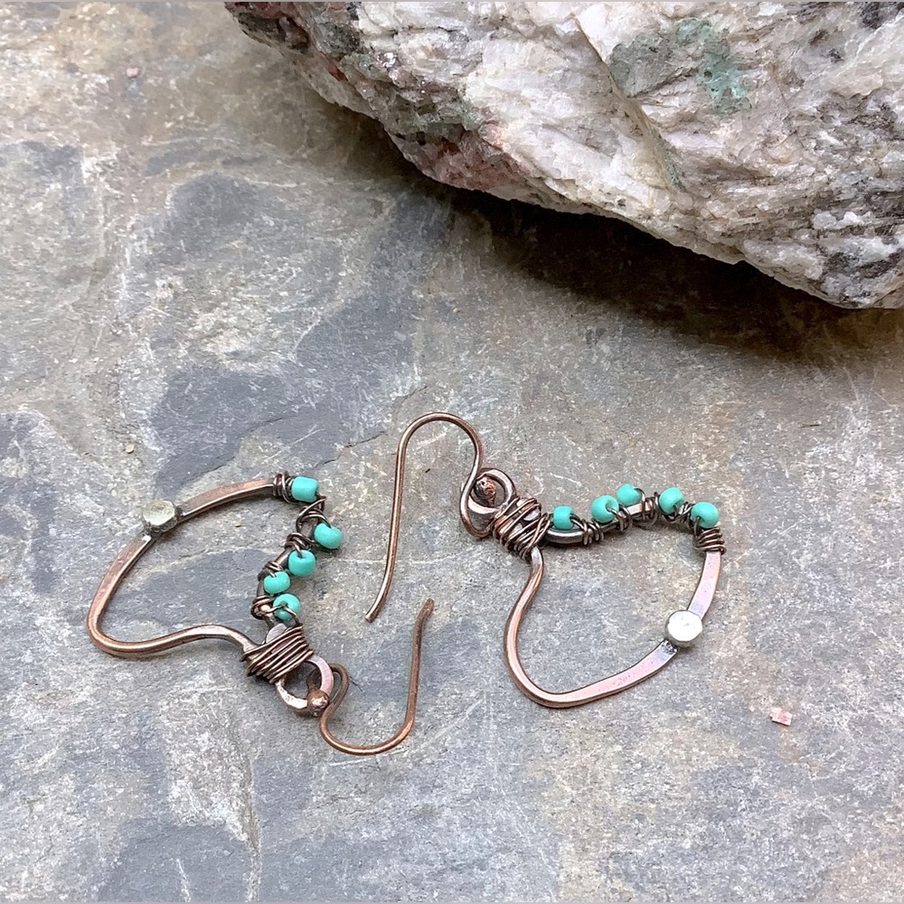 Handmade Mixed Metal Copper Sterling Silver Earrings